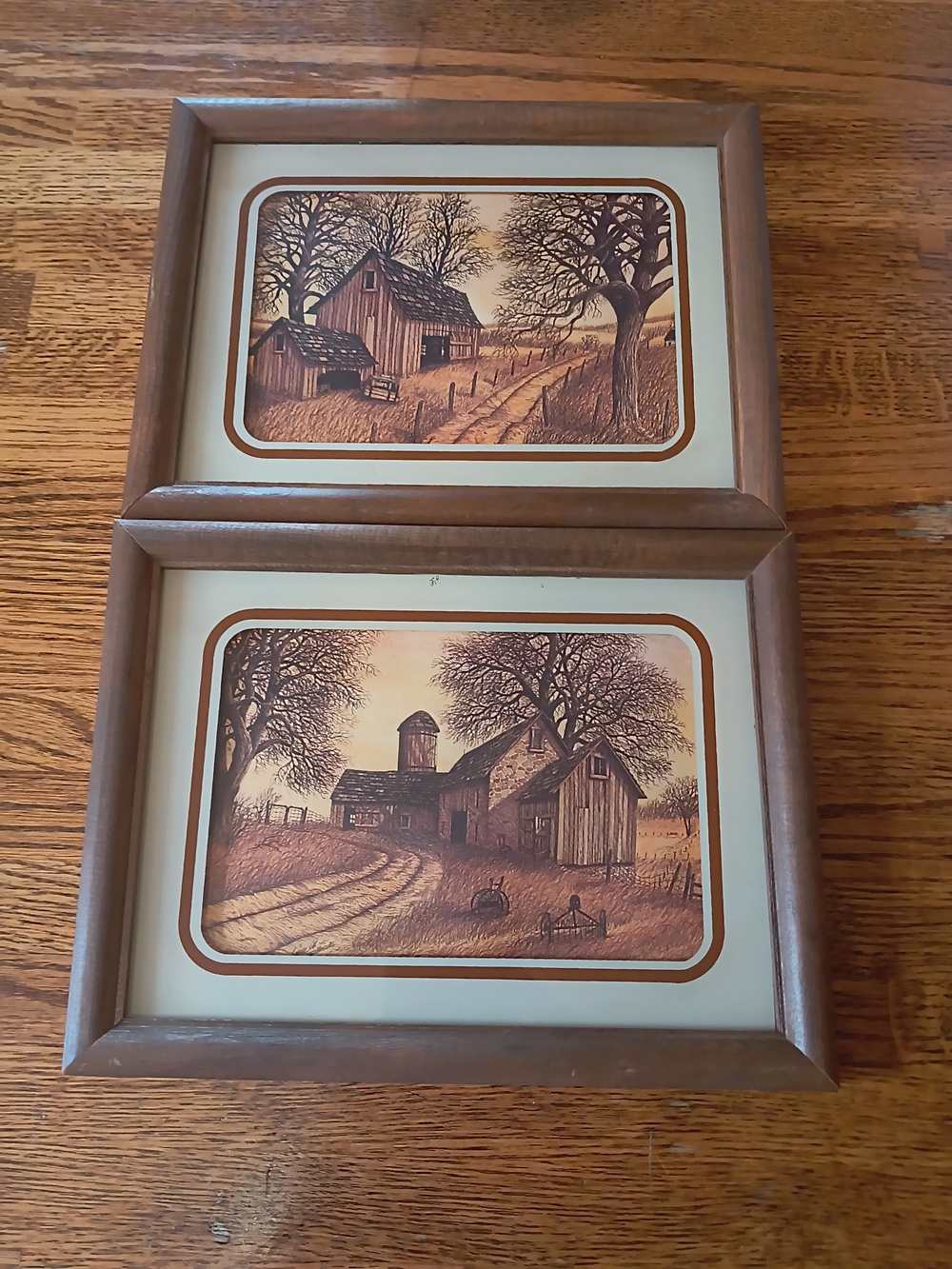 Vintage 1977 LuLu's Inc. Framed Country Barn Art Prints Set of 2 - Orem Utah...